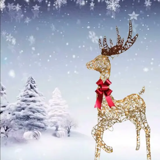 Indoor Outdoor White Reindeer Sleigh Decoration with Warm White LED Lights 19.69 x 7.28 x 16.14 in {4}