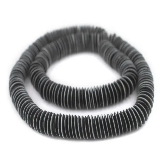 The Bead Chest Black Himalayan Bone Saucer Beads (14mm) {3}