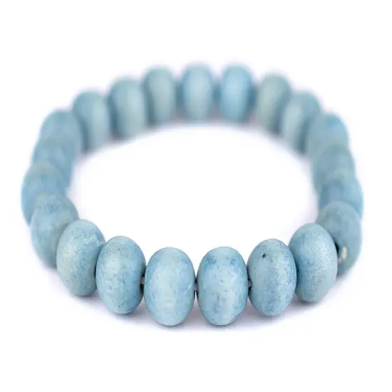 The Bead Chest Wood Stretch Bracelet, Light Blue - Stackable Beaded Jewelry, Unisex for Men & Women {1}