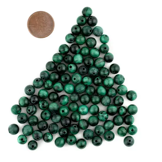 The Bead Chest Round Malachite Beads (7mm, Set of 90) {2}