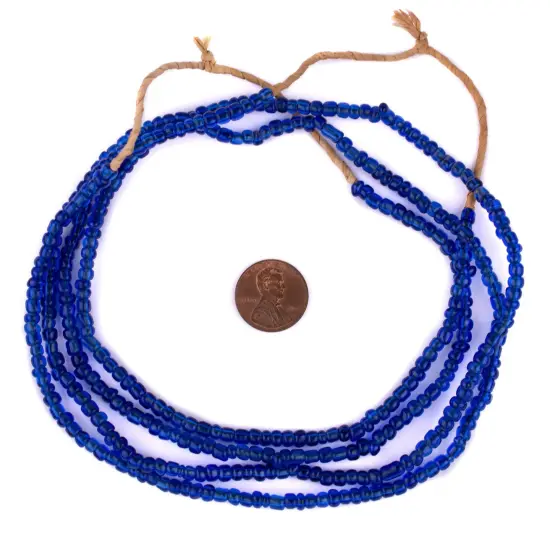 The Bead Chest Translucent Cobalt Blue Ghana Glass Seed Beads, Ghanaian Glass Beads {2}