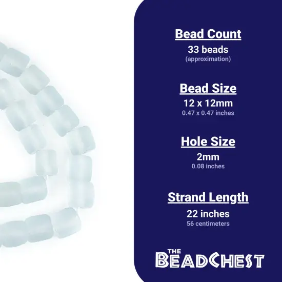 The Bead Chest Clear Aqua Cylindrical Java Recycled Glass Beads (12mm) - Full Strand of Faceted Bottle Glass Beads | Approximately 33 Beads {4}