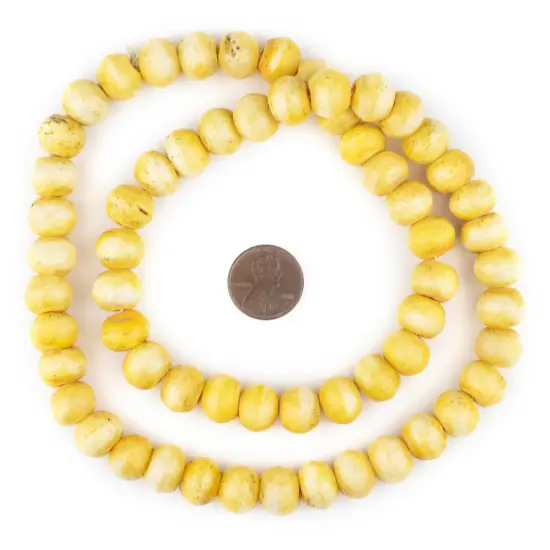 The Bead Chest Yellow Rustic Bone Beads (12mm) {2}
