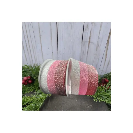 2.5" Tricolor Candy Striped Ribbon: Red, Pink and White {3}