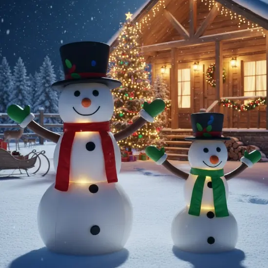 2 Piece Holiday Lighted Snowman Duo Pop-Up Christmas Decoration 42" & 28" {4}