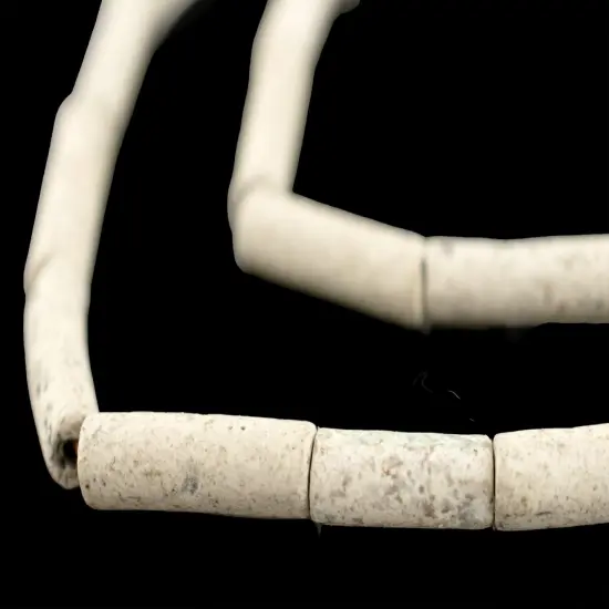 The Bead Chest Moroccan Pottery Beads, White, Cylinder: Genuine North African Berber Tribal Beads for DIY Jewelry Making and More {1}