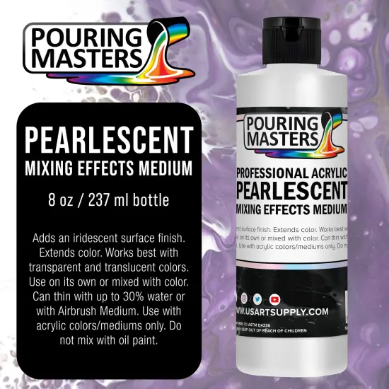 8 Oz Acrylic Pearlescent Effects Medium - Creates Pearl Iridescent Metallic Shimmer for Fluid Art & Acrylic Painting {2}