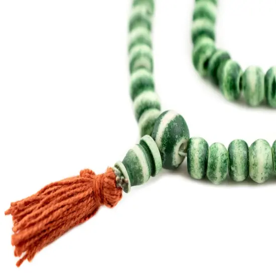 The Bead Chest Forest Green Rustic Bone Mala Beads (8mm) {4}