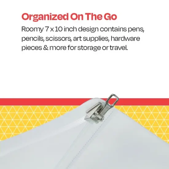 School Smart Zipper Binder Pouches , 7 x 10 Inches, Clear and White, Pack of 24 {7}