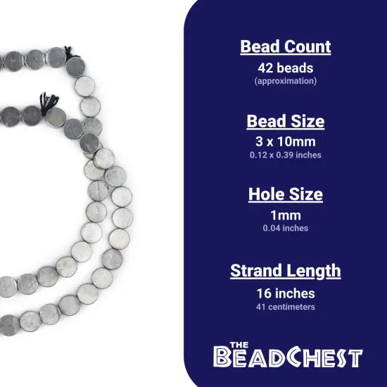 The Bead Chest Circular Disk Silver Beads (10mm) {4}