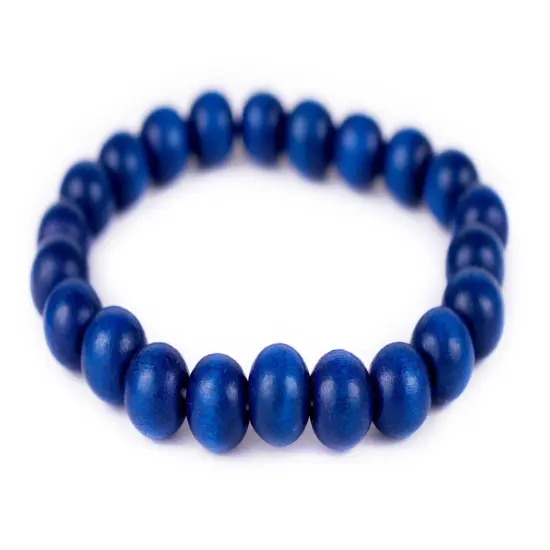 The Bead Chest Wood Stretch Bracelet, Azul Blue - Stackable Beaded Jewelry, Unisex for Men & Women {1}