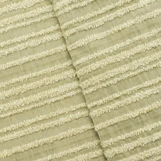 Cream Beige Boucle/Taffeta Striped Home Decorating Fabric By the Yard {2}