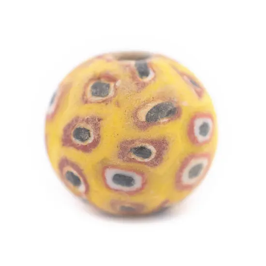 The Bead Chest Yellow Mosaic Jatim Java Bead (Single Bead, 20mm) {4}