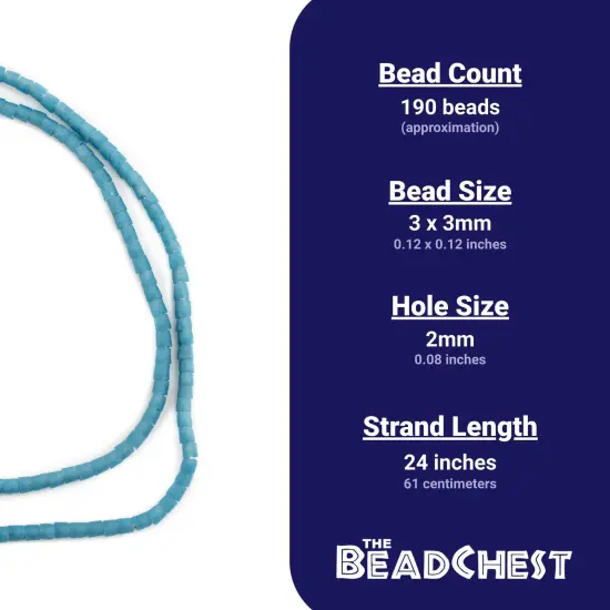 The Bead Chest Ghana Sandcast Beads - Full Strand of African Powder Glass Beads (3mm, Sky Blue) - Single 24" Strand {4}