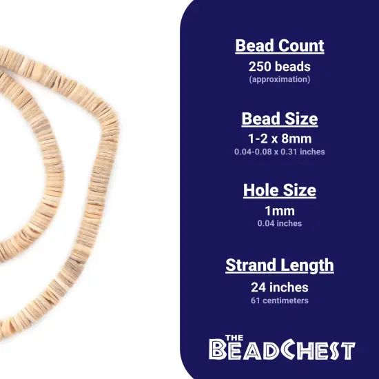 The Bead Chest Beige Natural Shell Heishi Beads (8mm) {4}