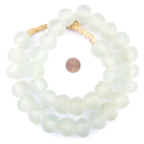 Jumbo Recycled Glass Beads, 21&ndash;25mm &ndash; African Sea Glass for Wall Hangings, Coffee Table Decor, Shelf Styling, and Home Accents &ndash; (Clear) &ndash; The Bead Chest {2}