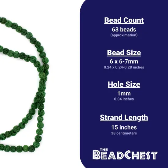 The Bead Chest Green Volcanic Lava Beads (6mm) {4}
