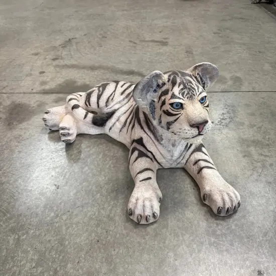 Laying Siberian Tiger Cub Life Size Statue {4}