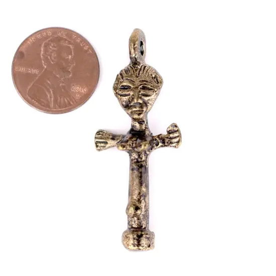 The Bead Chest Fertility Doll African Brass Pendant Ashanti Ghana Large Hole Handmade {2}