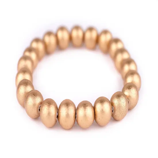 The Bead Chest Wood Stretch Bracelet, Gold - Stackable Beaded Jewelry, Unisex for Men & Women {1}