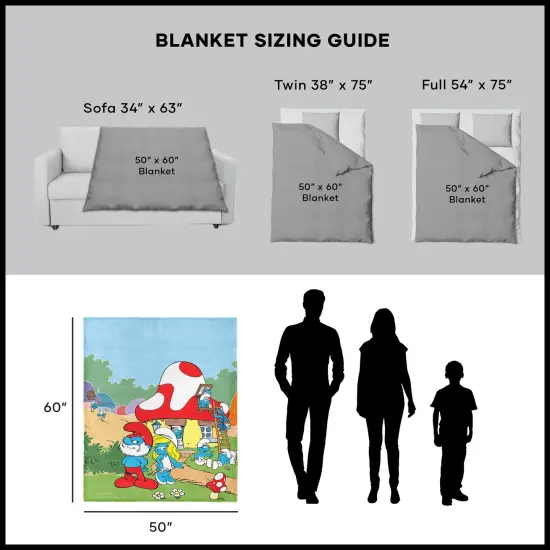 Smurfs Silk Touch Sherpa Throw Blanket Classic Village {6}