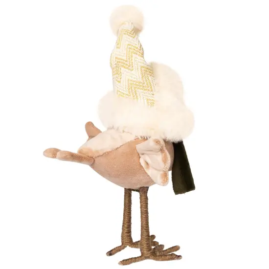 Northlight Standing Bird in Winter Apparel Christmas Figure - 9" - Beige and Green {7}