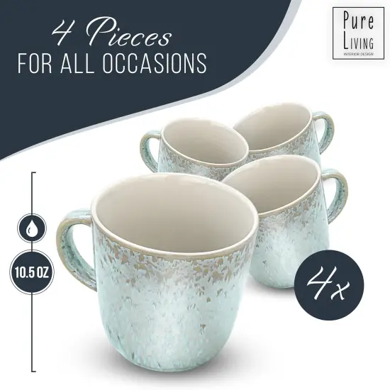 Coffee Mug Set of 4, Stylish Modern Beige-Blue Cups {2}