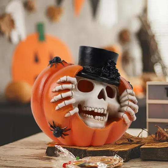 Halloween Pumpkin Skeleton Decor - Light Up Spooky {4}