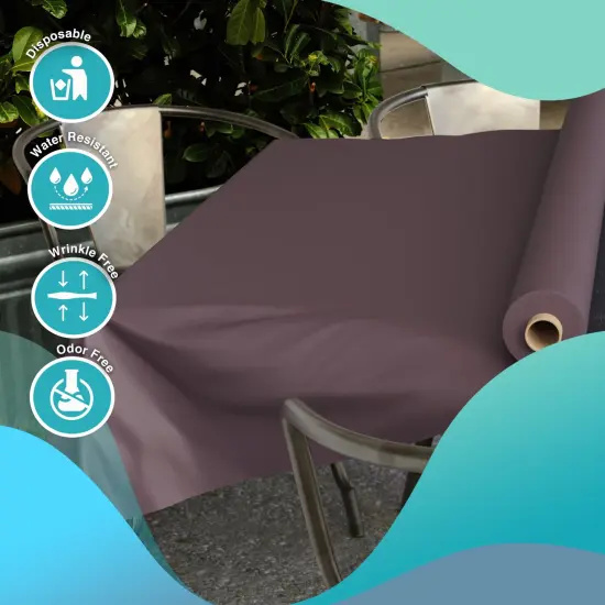 Exquisite Plastic Table Cover Roll &ndash; 40" x 300' Disposable Tablecloth Roll &ndash; Premium Thick 0.5 MIL Plastic Banquet Roll &ndash; Party Table Cover Roll for Events & Catering Brown {6}