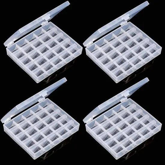 Bobbin Box,Machine Bobbin Organizer Plastic Case,Transparent 25 Slots Empty Bobbins Spools Box,Sewing Craft Plastic Case Storage Box for Sewing Machine {1}