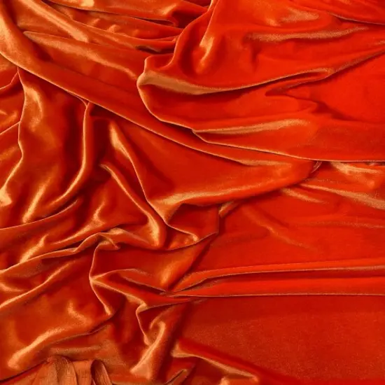 1 Yard Orange Stretch Velvet Fabric with Plush Texture and Elegant Drape for Fashion and Crafts 58/60 Inch Wide {3}