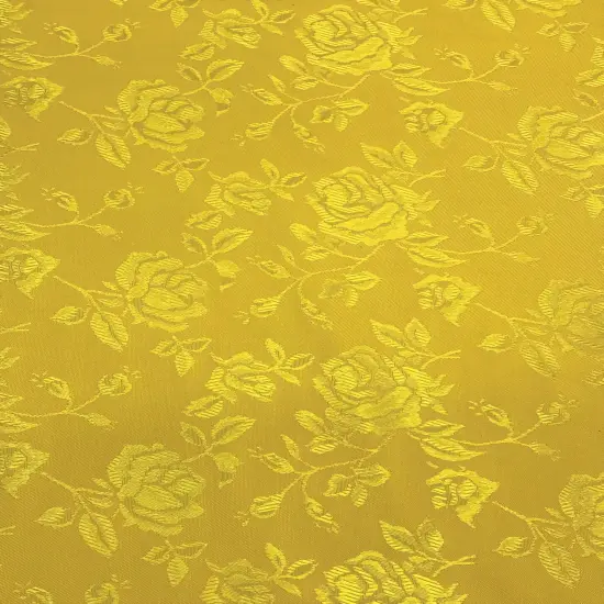1 Yard Yellow Jacquard Satin Fabric Reversible Material for Table Overlays Curtains Garments 58/60 Inches Width {3}