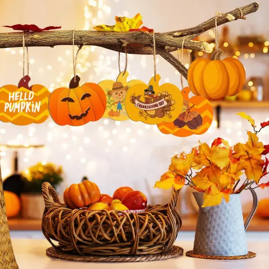 Wooden Pumpkins Ornaments to Paint Halloween Thanksgiving {4}
