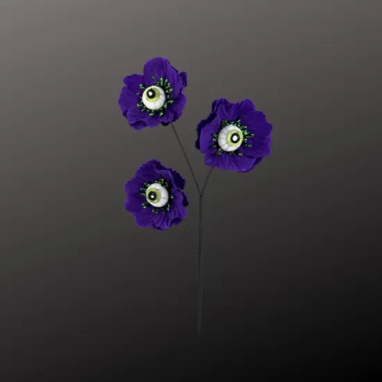 24" Eyeball Flower Spray &ndash; Halloween Floral Stem in Black or Purple, Spooky Decor for Wreaths, Arrangements, and Centerpieces {5}