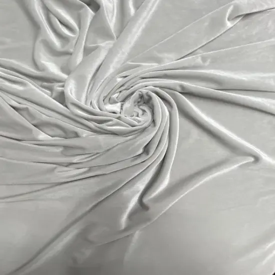 1 Yard Silver Stretch Velvet Textile Velvety Soft Fabric with Elegant Heavy Drape 58/60 Inches Wide {2}