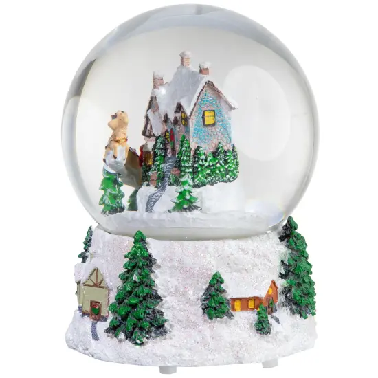Northlight Musical and Animated Santa and Reindeer Rotating Christmas Water Globe - 6.75" White {5}