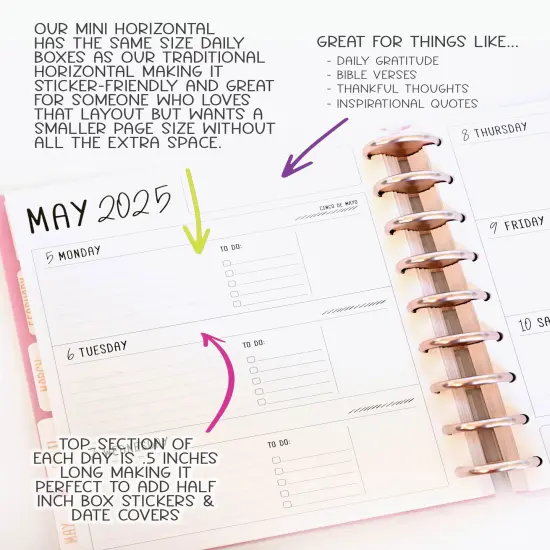 2025 Planner - Mini Horizontal Layout, Disc Bound - "Butterfly Doodles" (#1009) {6}