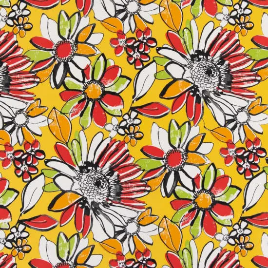 Canary - Gold & Yellow Floral Upholstery Fabric 54 Inches" {1}
