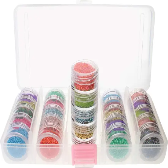 The Beadsmith Personality Case, Clear Plastic Bead Storage Case with 25 Removable and Stackable Jars, includes 5 screw top lids, Organizer Storage for Beads, Snap Lock Case for Jewelry and Crafts {3}