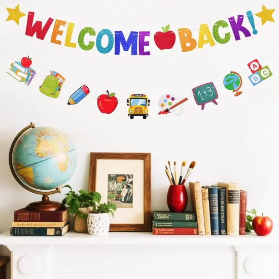 Glitter Welcome Back to School Banner Decorations {2}