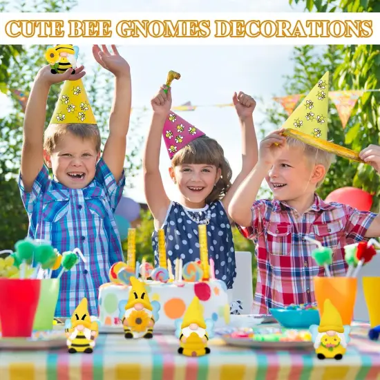 6 Sets Ready to Paint Your Own Bee Gnome Statues DIY Ceramics Bee Sunflower Garden Paintable Gnome {2}