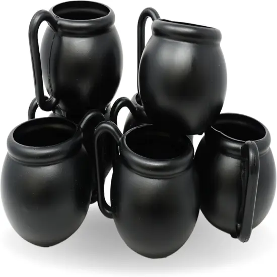 4E's Novelty Black Kettle Mugs 12 Pack, 12oz Plastic Cauldron Cups, BPA-Free Witch Party Favors, Halloween Mugs, St. Patrick&rsquo;s Day Pots of Gold, Wizard Party Supplies, Candy Holders & Decorations {1}