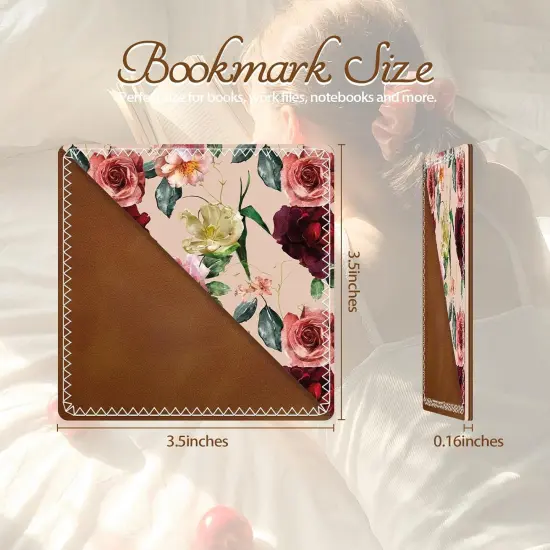 Personalized Leather Bookmarks Teacher Reading (Red Rose) {2}