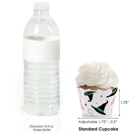 Big Dot of Happiness Witch Cupcake Wrappers, Adjustable Fit, Pink and Green Birthday Party or Good Witch Halloween Party Decorations - Set of 12 {4}