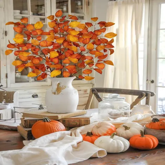 3PCS Artificial Fall Leaves Stems {3}