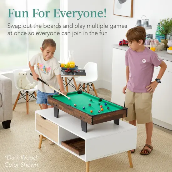 Best Choice Products 11-in-1 Kids Combo Game Set w/ Ping Pong, Foosball, Air Hockey, 5 Accessory Bags Light Wood {5}
