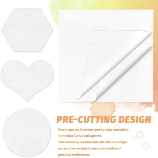 50 PCS 10 x 10 Inch White Cotton Precut Fabric Squares {4}