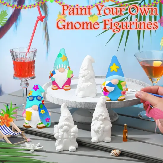 6 Sets Paint Your Own Ceramic Gnome Statues Ready to Paint Ceramics Paintable Gnome Figurines {4}