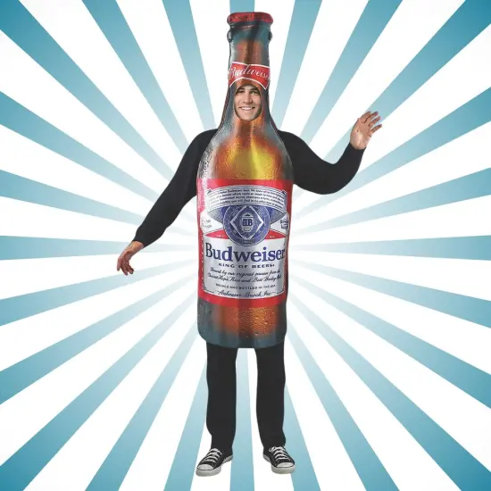 Budweiser Beer Bottle Costume Funny Beverage Tunic Logo Print Halloween Party Outfit {1}