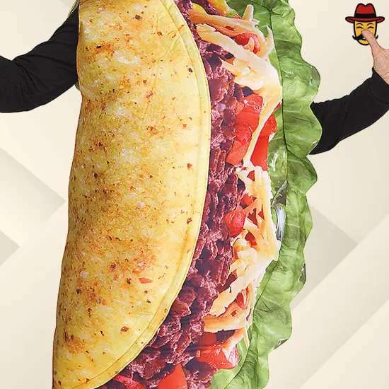 Taco Food Tunic Adult Costume Funny Realistic Print Halloween Party Outfit {4}